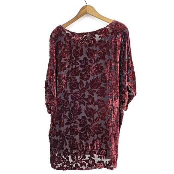 New Vtg Two Heads Studio Velvet Burnout Silk Blouse Womens One Size Floral - Picture 2 of 4
